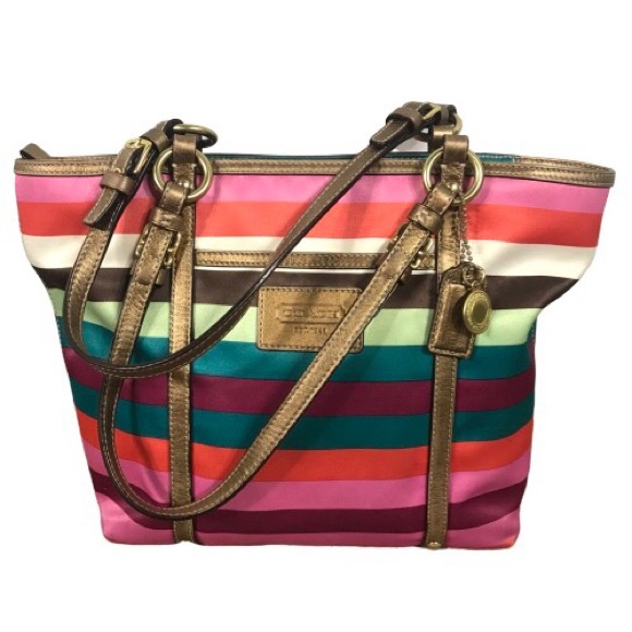 coach multicolor stripe purse